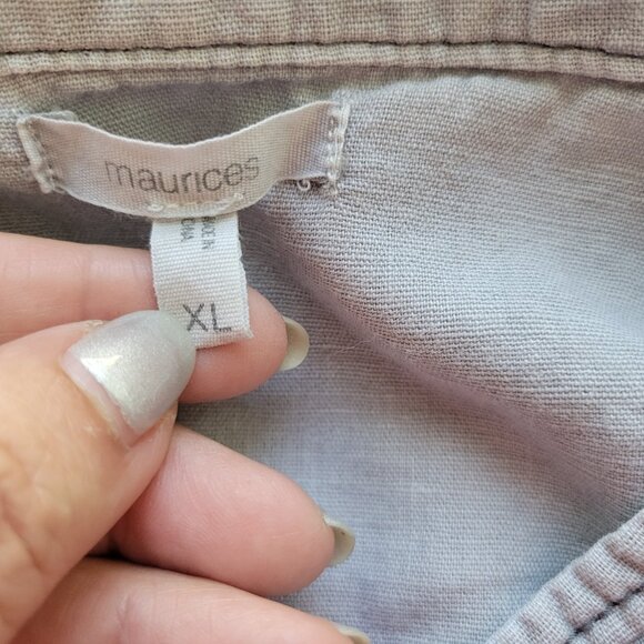 Maurices Womens Jacket XL Gray Linen Cotton Eyelet Zip Snap Up Casual GRA6E - Picture 9 of 11